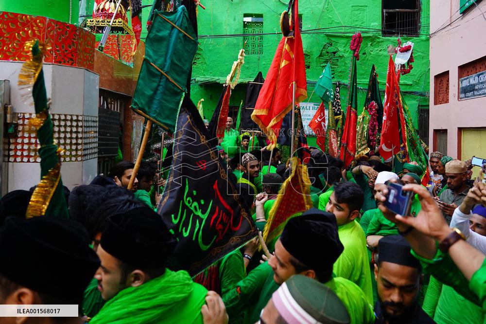 Indian Muslims Participate In A Procession In Memory Of Abbas Alamdar - Rajasthan
