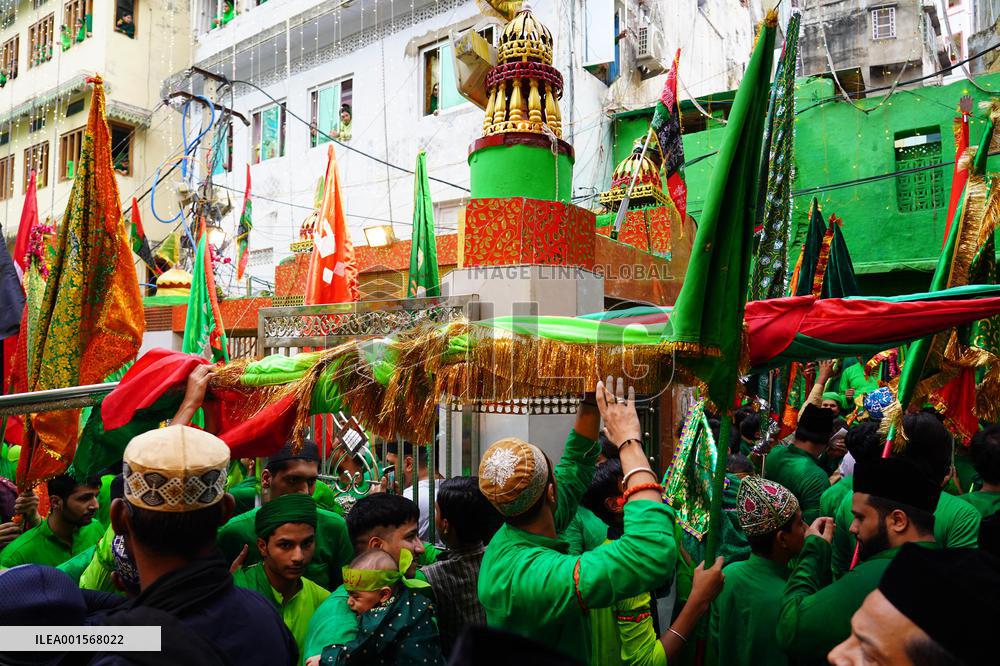 Indian Muslims Participate In A Procession In Memory Of Abbas Alamdar - Rajasthan