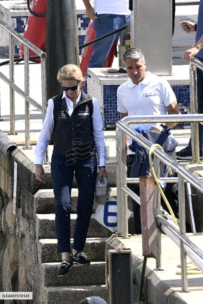 Juan Carlos And Infanta Elena arrive at the port of Sanxenxo - Spain