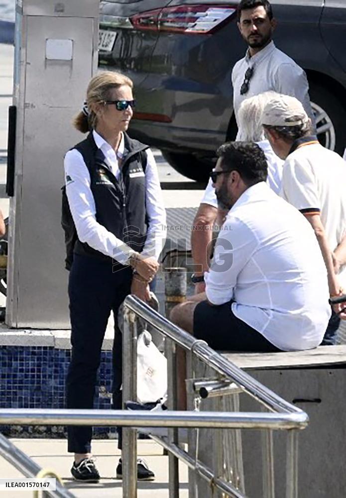 Juan Carlos And Infanta Elena arrive at the port of Sanxenxo - Spain