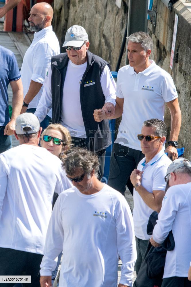 Juan Carlos And Infanta Elena arrive at the port of Sanxenxo - Spain