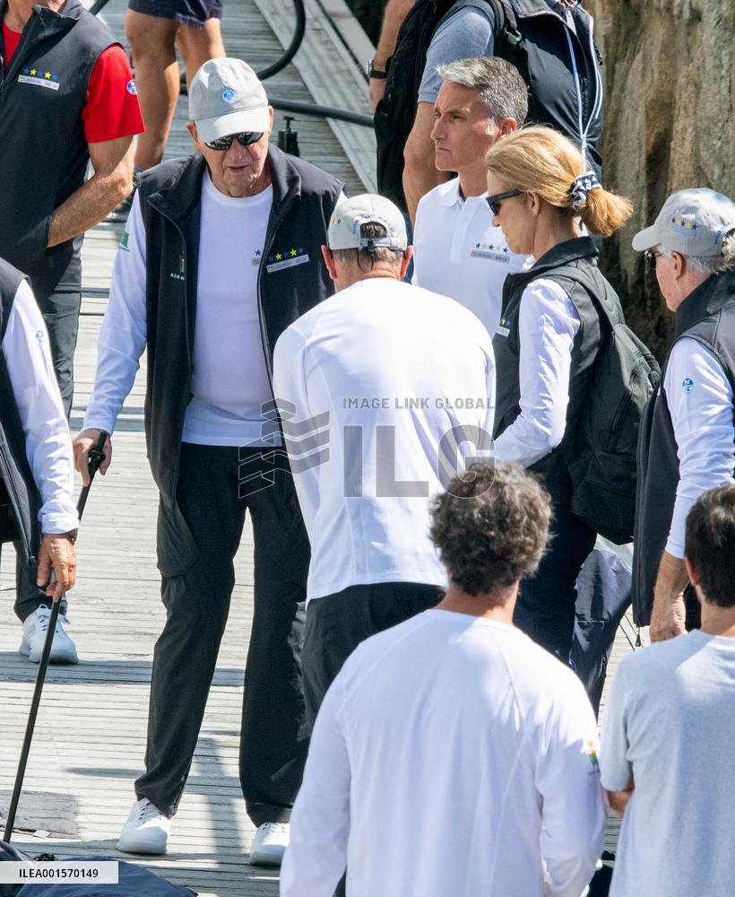 Juan Carlos And Infanta Elena arrive at the port of Sanxenxo - Spain