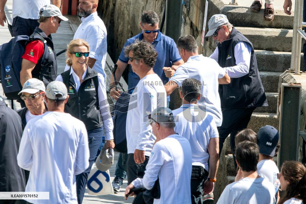 Juan Carlos And Infanta Elena arrive at the port of Sanxenxo - Spain