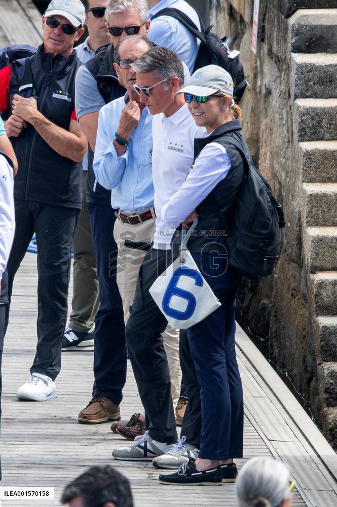 Juan Carlos And Infanta Elena arrive at the port of Sanxenxo - Spain