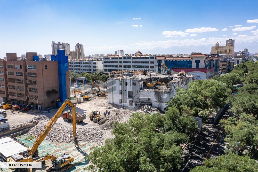 City Building Demolition Site in Jiuquan, China