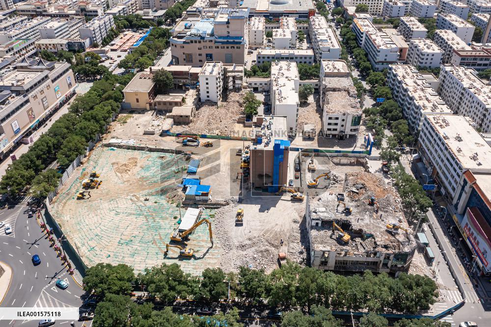 City Building Demolition Site in Jiuquan, China
