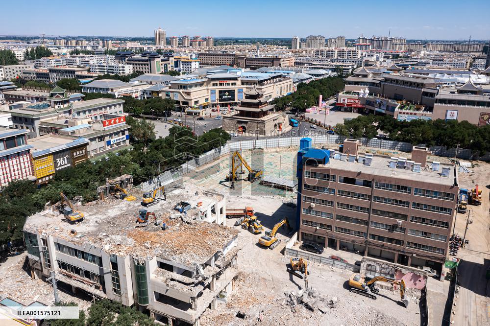 City Building Demolition Site in Jiuquan, China