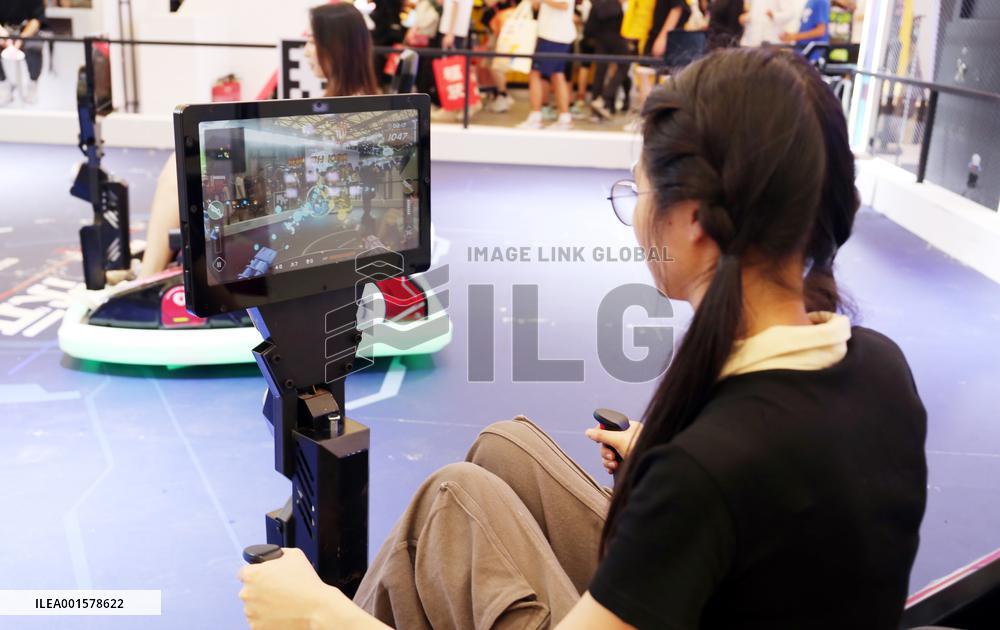 Visitors Experience VR Game at ChinaJoy2023 in Shanghai, China