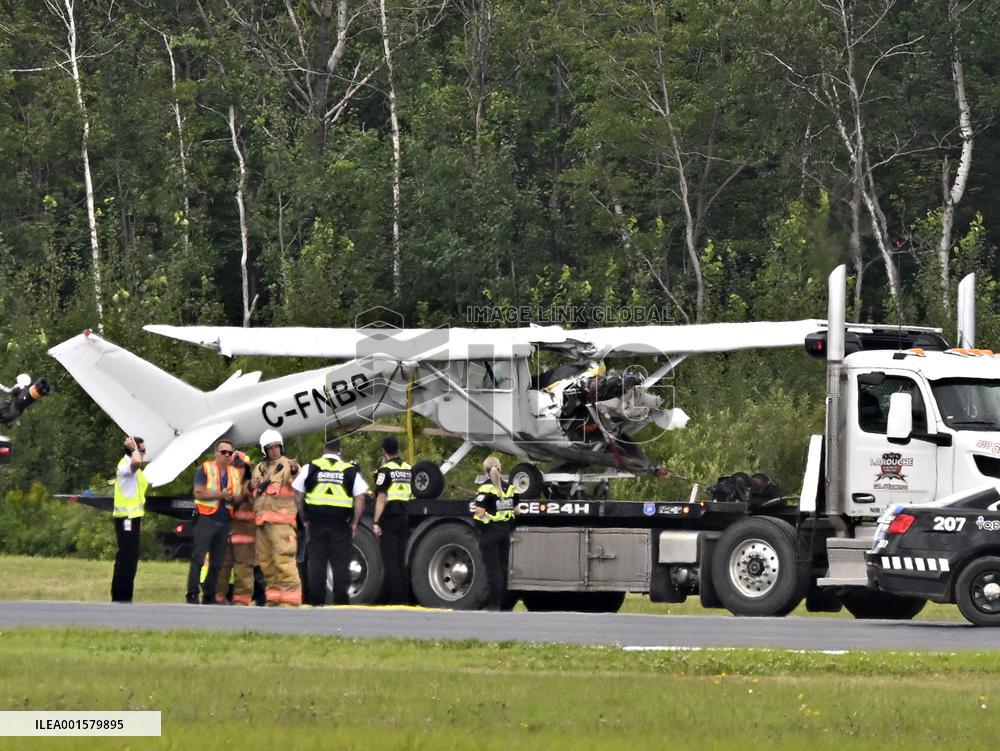Small Plane Crashes At Airport In Quebec