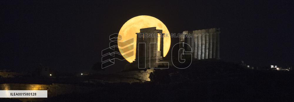 GREECE-CAPE SOUNION-FULL MOON