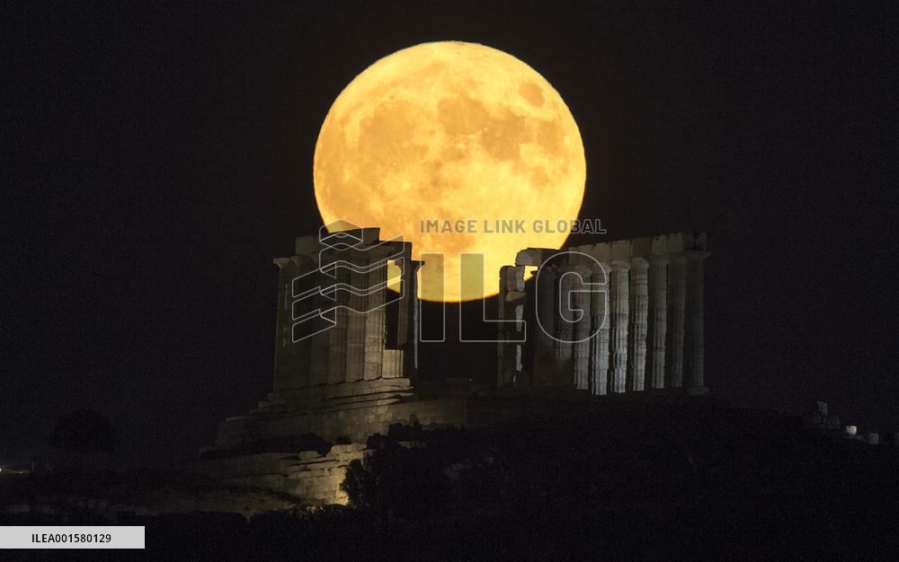 GREECE-CAPE SOUNION-FULL MOON
