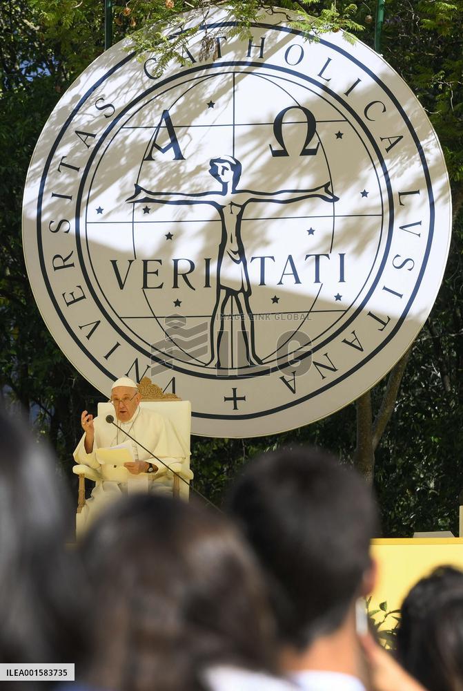 Pope Francis Meets Students - Lisbon