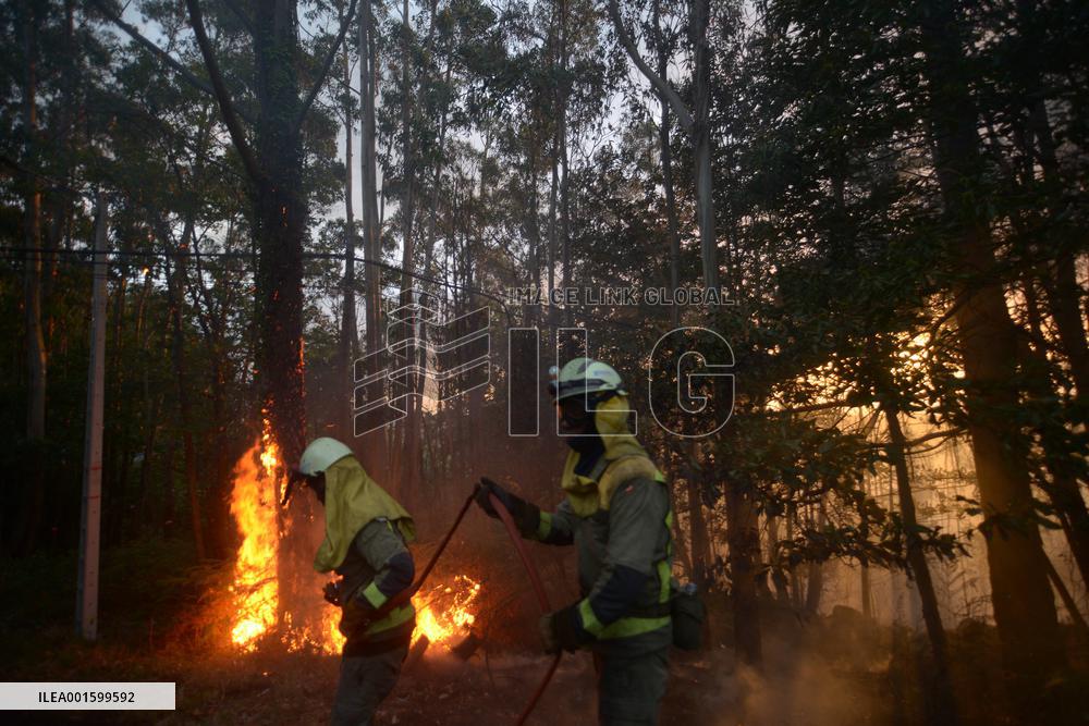 Forest Fire Rages in Galicia - Spain
