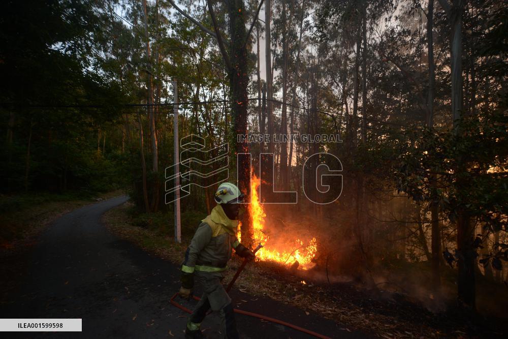 Forest Fire Rages in Galicia - Spain