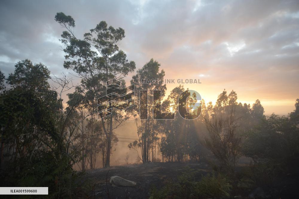 Forest Fire Rages in Galicia - Spain