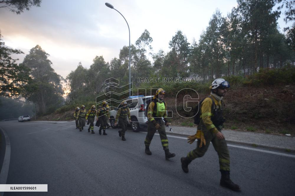 Forest Fire Rages in Galicia - Spain