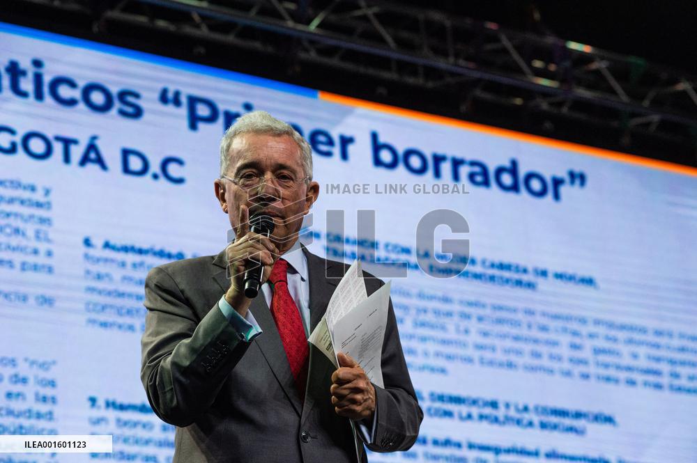 Colombia's Former President Alvaro Uribe Hosts Event Announcing Candidates for Bogota's Council