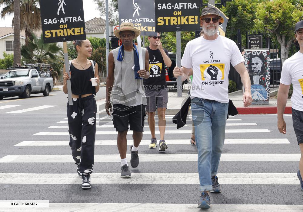 SAG-AFTRA-WGA Picket Line Outside Paramount - LA