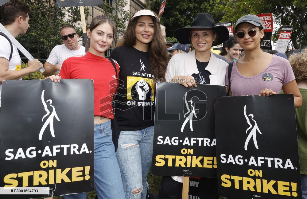 SAG AFTRA-WGA Strike outside Warner Brothers Studios - Burbank