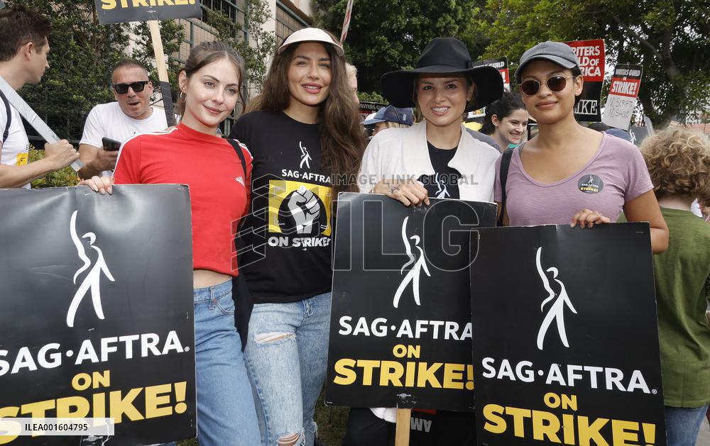 SAG AFTRA-WGA Strike outside Warner Brothers Studios - Burbank