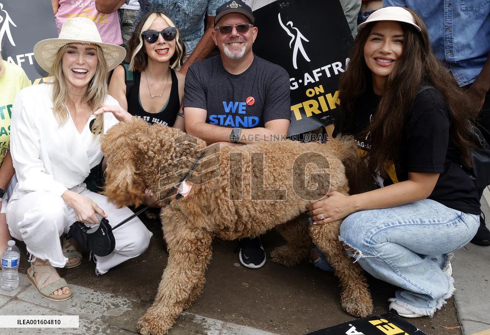 SAG AFTRA-WGA Strike outside Warner Brothers Studios - Burbank