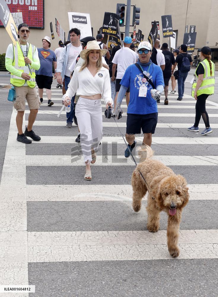 SAG AFTRA-WGA Strike outside Warner Brothers Studios - Burbank