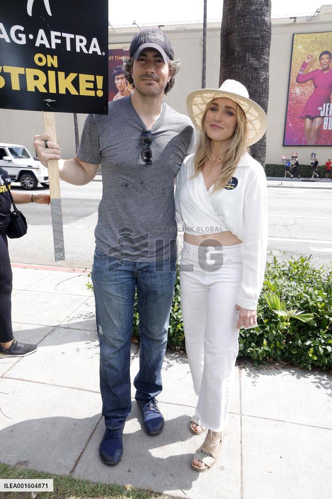 SAG AFTRA-WGA Strike outside Warner Brothers Studios - Burbank