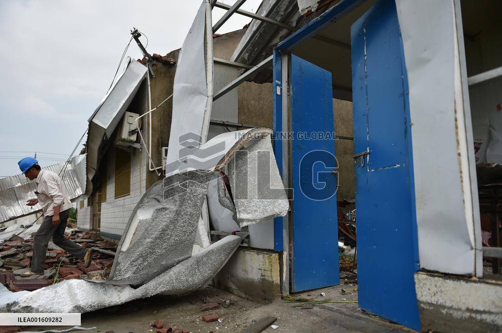 Houses Collapsed After A Tornado in Yancheng, China