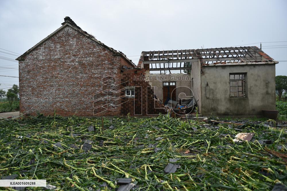Houses Collapsed After A Tornado in Yancheng, China