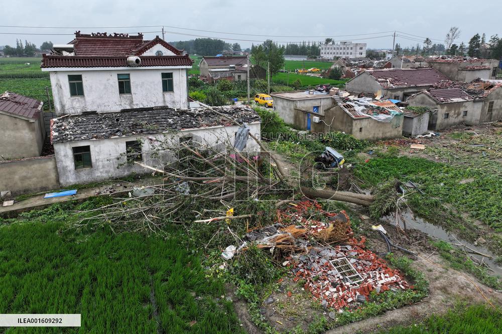 Houses Collapsed After A Tornado in Yancheng, China