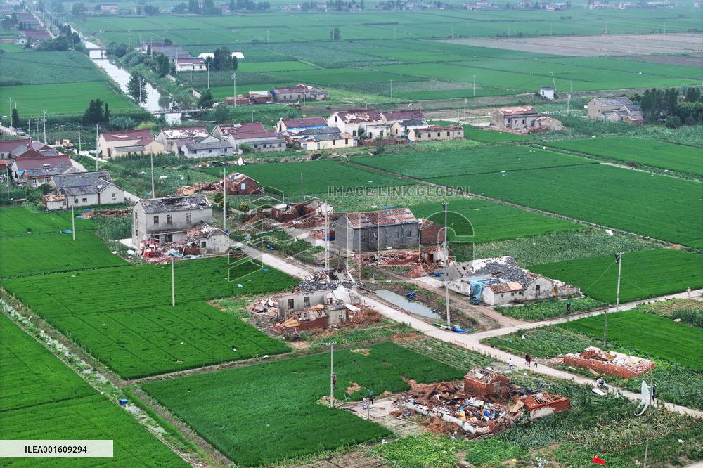 Houses Collapsed After A Tornado in Yancheng, China