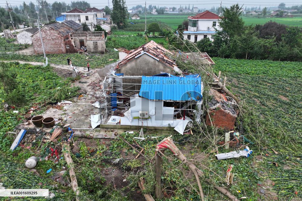 Houses Collapsed After A Tornado in Yancheng, China