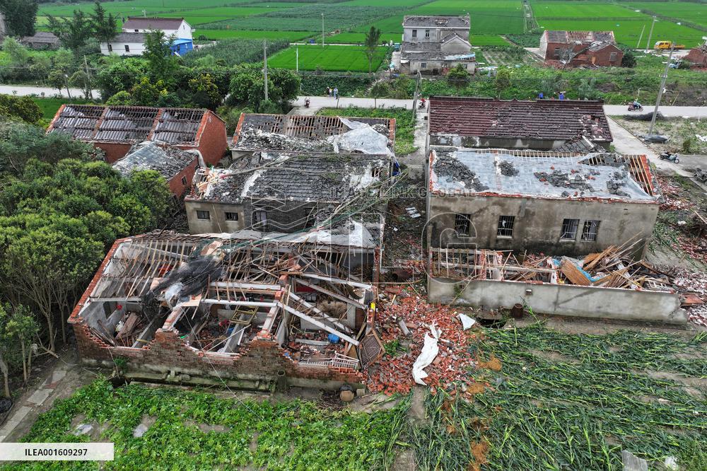 Houses Collapsed After A Tornado in Yancheng, China