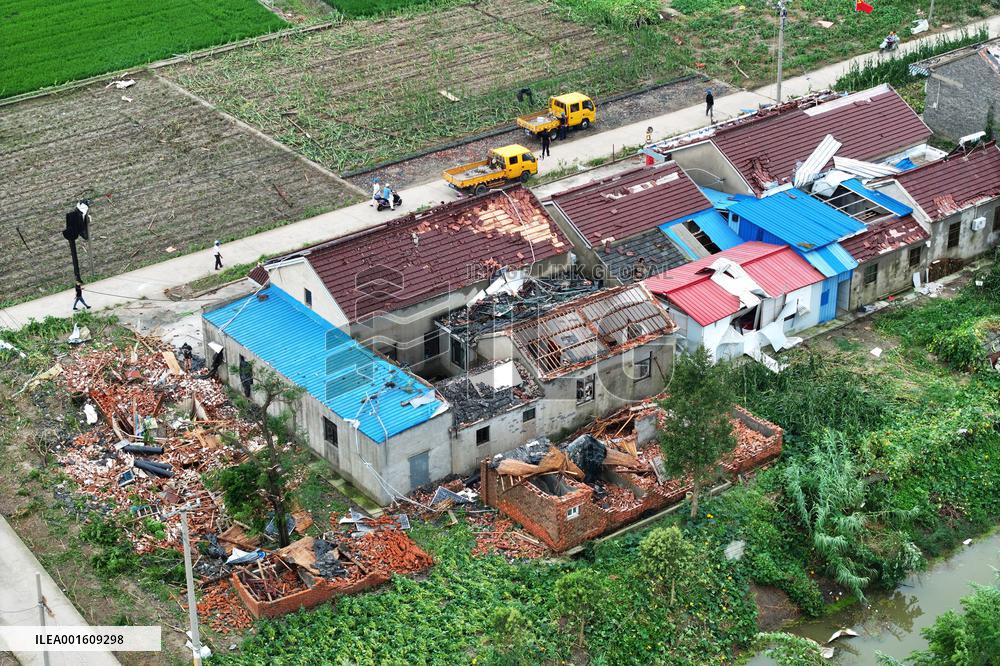 Houses Collapsed After A Tornado in Yancheng, China