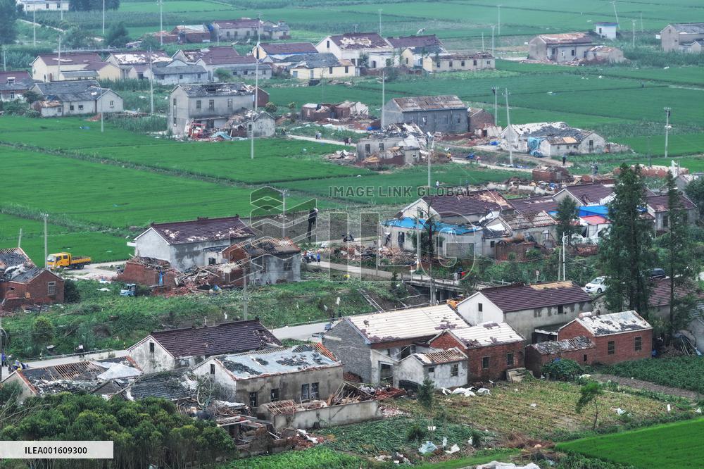 Houses Collapsed After A Tornado in Yancheng, China