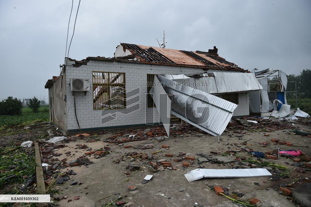Houses Collapsed After A Tornado in Yancheng, China