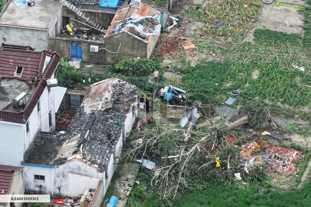 Houses Collapsed After A Tornado in Yancheng, China