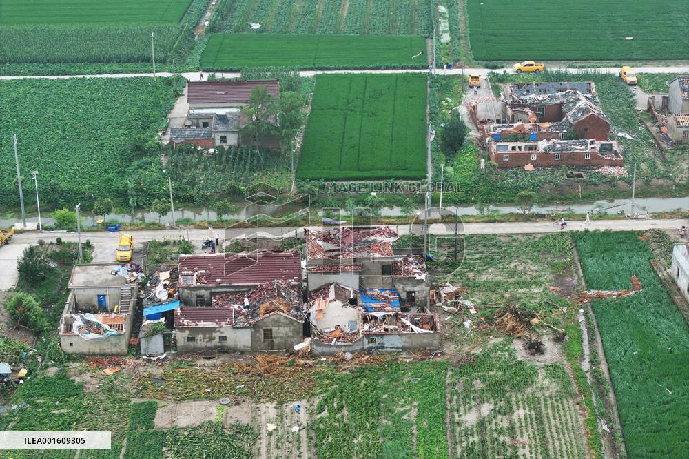 Houses Collapsed After A Tornado in Yancheng, China