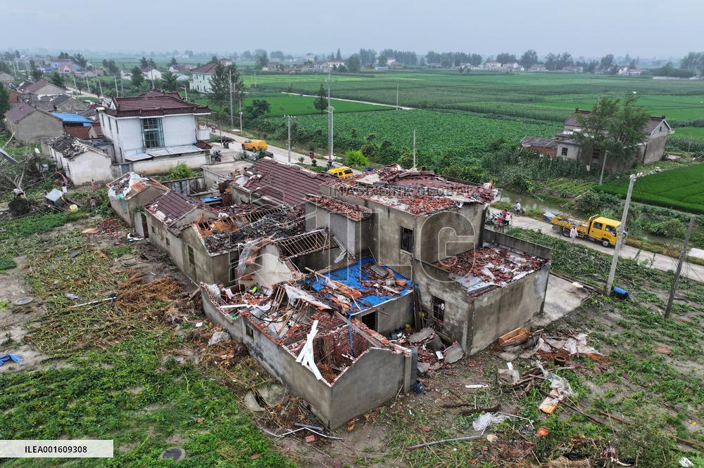 Houses Collapsed After A Tornado in Yancheng, China