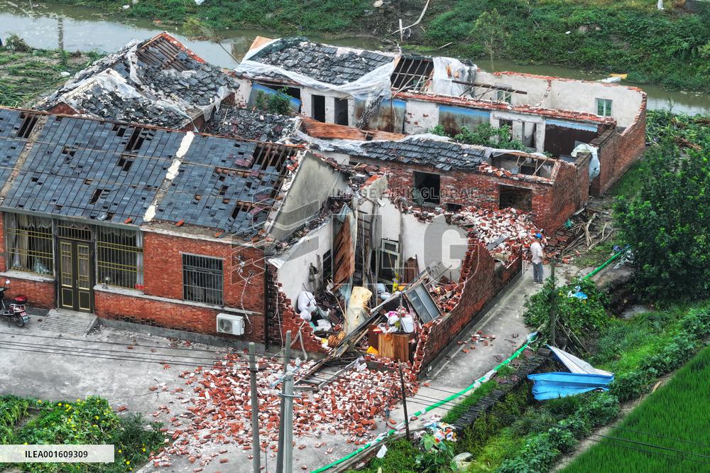 Houses Collapsed After A Tornado in Yancheng, China