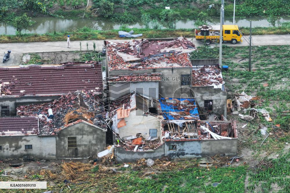 Houses Collapsed After A Tornado in Yancheng, China