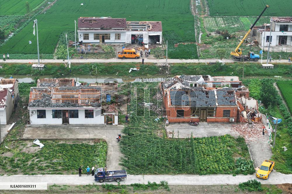 Houses Collapsed After A Tornado in Yancheng, China