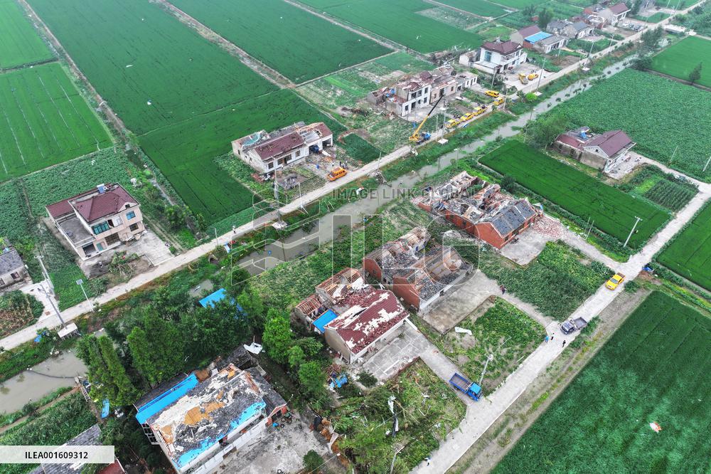 Houses Collapsed After A Tornado in Yancheng, China