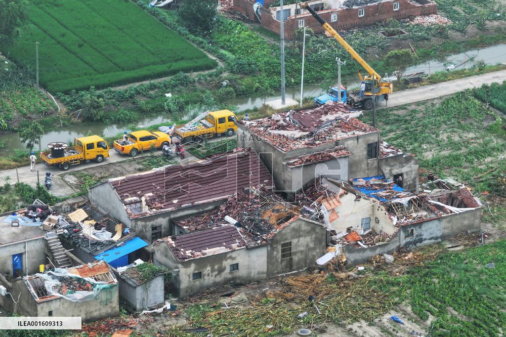 Houses Collapsed After A Tornado in Yancheng, China