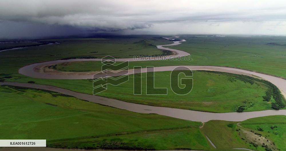 The Winding Yellow River in The Ruoergai Grassland
