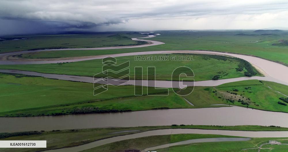 The Winding Yellow River in The Ruoergai Grassland