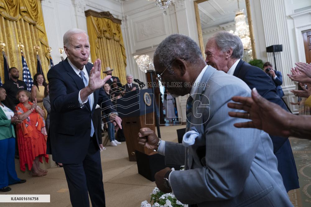 President Joe Biden makes remarks on the anniversary of the Inflation Reduction Act