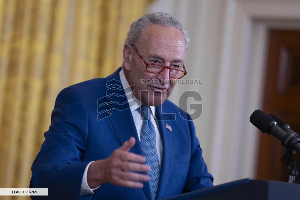 President Joe Biden makes remarks on the anniversary of the Inflation Reduction Act