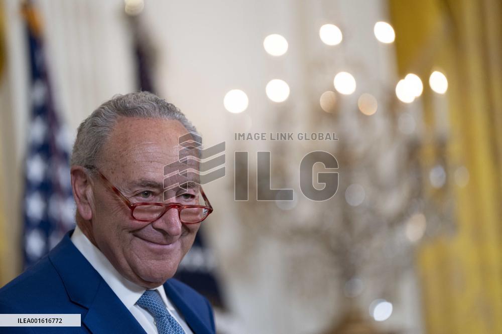 President Joe Biden makes remarks on the anniversary of the Inflation Reduction Act