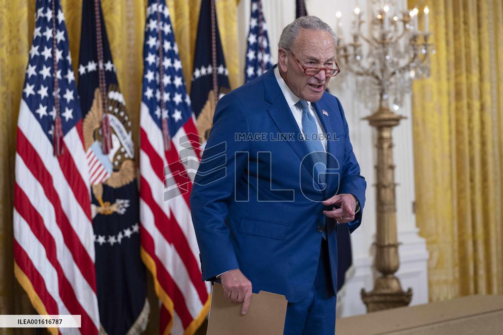 President Joe Biden makes remarks on the anniversary of the Inflation Reduction Act